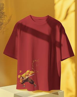 Baefikrey Printed Men Round Neck Red T-Shirt