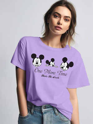 Moda Rapido Printed Women Round Neck Purple T-Shirt