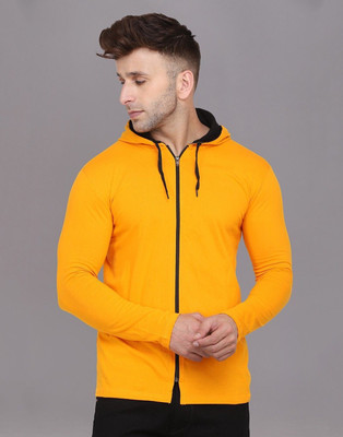 tfurnish Solid Men Hooded Neck Yellow T-Shirt