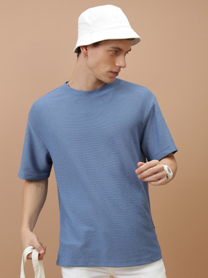 HIGHLANDER Printed Men Round Neck Blue T-Shirt