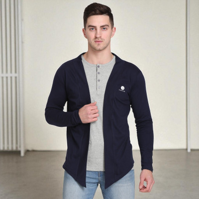 Faricon Trending Solid Men Round Neck Dark Blue T-Shirt