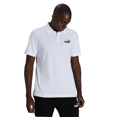 PUMA Solid Men Polo Neck White T-Shirt