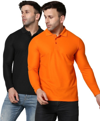 INKKR Solid Men Polo Neck Multicolor T-Shirt