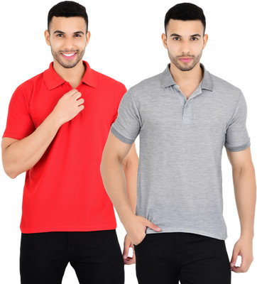 KEOTI Solid Men Polo Neck Multicolor T-Shirt
