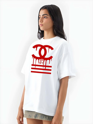 Kaido Printed Women Round Neck White T-Shirt