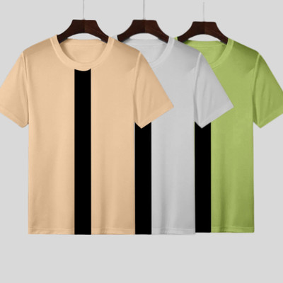 INKKR Striped Men Round Neck Multicolor T-Shirt
