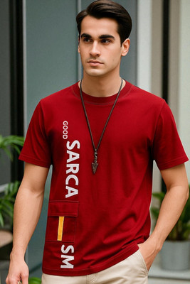 FASHIUM Printed Men Round Neck Red T-Shirt
