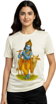 Aasha-Kriti Graphic Print Women Round Neck White T-Shirt