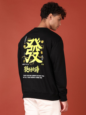 V-MART Printed Men Round Neck Black T-Shirt