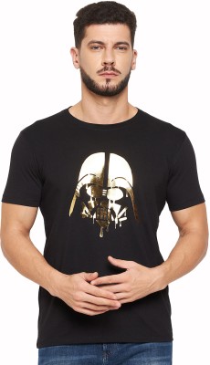 Star Wars By Wear Your Mind Typography Men Round Neck Black, Gold T-Shirt