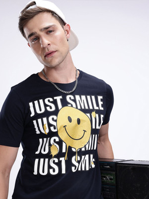 Kook N Keech Printed Men Round Neck Blue T-Shirt