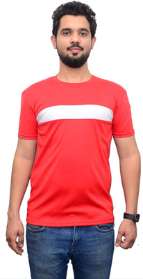 Maleno Colorblock Men Round Neck Red T-Shirt