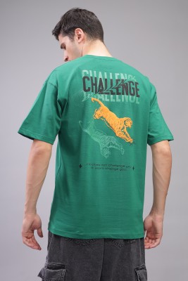 ADRO Printed Men Round Neck Green T-Shirt