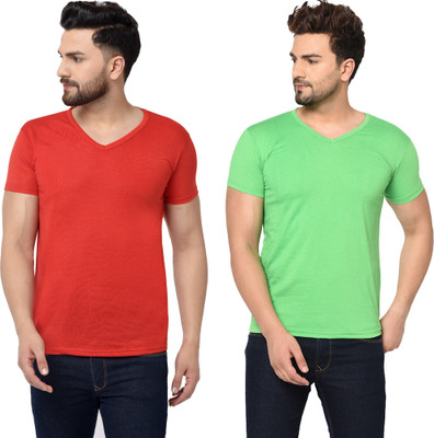 Adorbs Trend Solid Men V Neck Multicolor T-Shirt