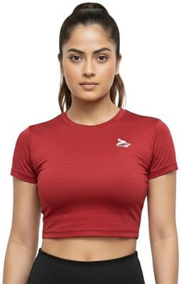 Gym Hound Sporty Women Round Neck Red T-Shirt