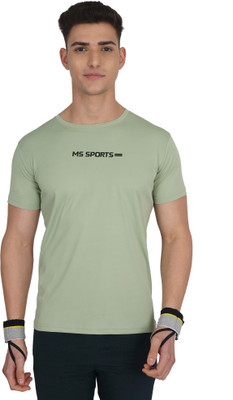 MISSILLE Solid Men Round Neck Light Green T-Shirt