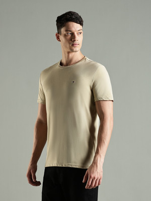 TOMMY HILFIGER Solid Men Crew Neck Beige T-Shirt