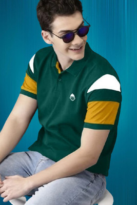 NVK Colorblock Men Polo Neck Reversible Yellow T-Shirt