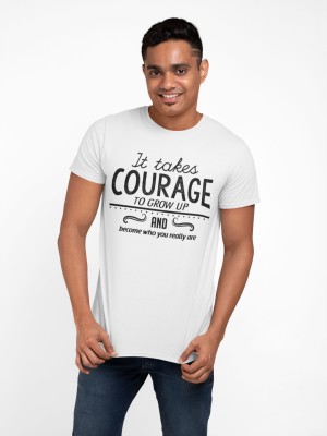 Rushaan Printed, Typography Men Round Neck White T-Shirt