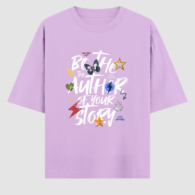 Bro attires Printed Women Round Neck Purple T-Shirt