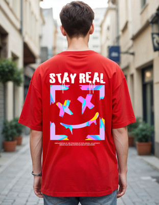 Smartees Printed Men Round Neck Red T-Shirt