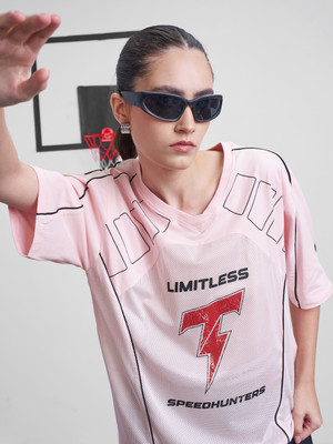 Tokyo Talkies Printed Women Round Neck Pink T-Shirt