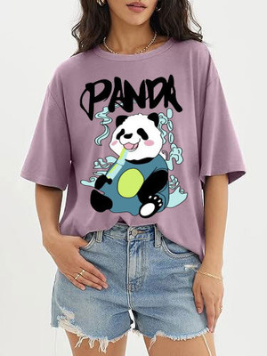 Vylo Graphic Print Women Round Neck Purple T-Shirt