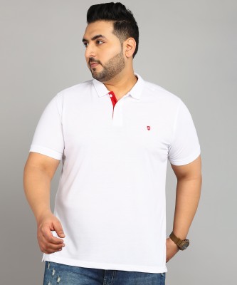 XPLUMP Solid Men Polo Neck White T-Shirt