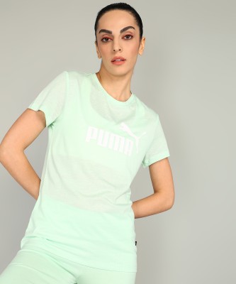 PUMA Solid Women Crew Neck Green T-Shirt