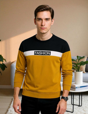TrendShaper Printed Men Round Neck Yellow T-Shirt