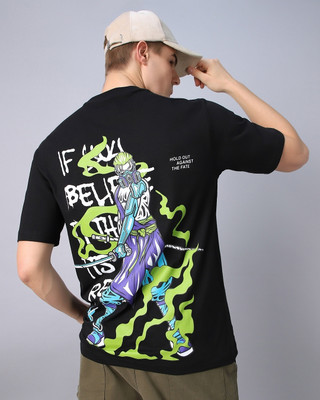 BEWAKOOF Printed Men Round Neck Black T-Shirt
