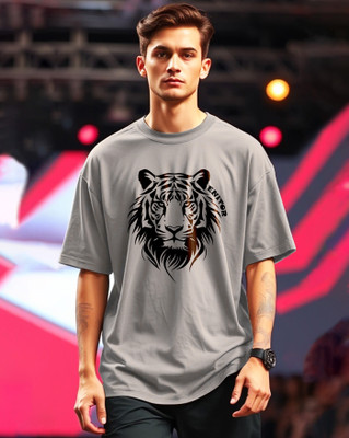 AUSK Printed Men Crew Neck Grey T-Shirt