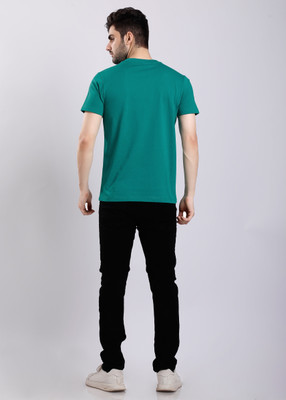 HIGHTRIBE Printed Men Round Neck Green T-Shirt