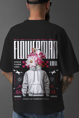 LYZOO FASHION Printed Men Round Neck Black T-Shirt