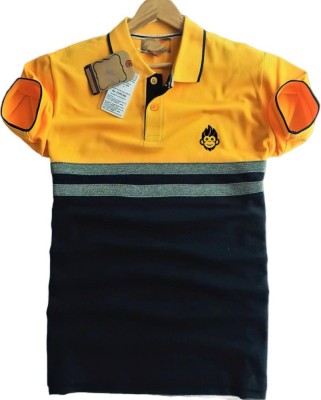 JED ENTERPRICE Colorblock Men Polo Neck Yellow T-Shirt