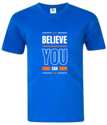 SDTRADERS Typography, Graphic Print Men Round Neck Blue T-Shirt