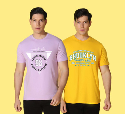 WOOSTRO Printed Men Round Neck Multicolor T-Shirt