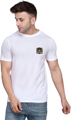 GEUM Solid Men Round Neck White T-Shirt
