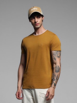 JACK & JONES Solid Men Round Neck Brown T-Shirt