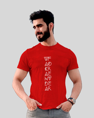 JP Creation Typography Men Round Neck Red T-Shirt