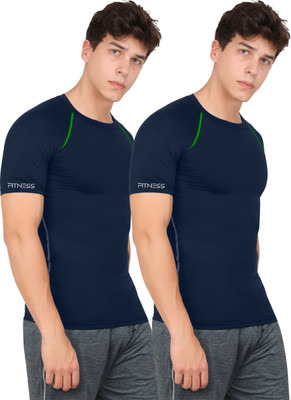 NINQ Solid Men Round Neck Blue T-Shirt