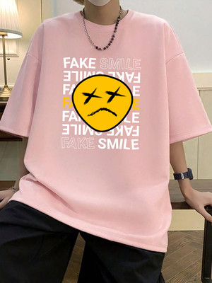Cool Plus Printed Men Round Neck Pink T-Shirt
