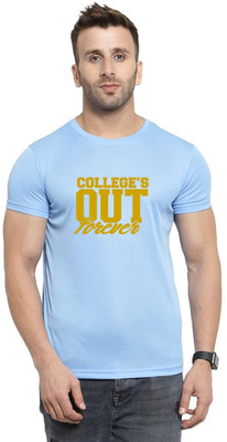 LuvCare Printed Men Round Neck Blue T-Shirt