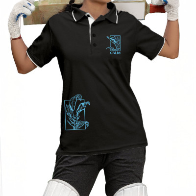 Fighterhero Graphic Print Women Polo Neck Grey T-Shirt