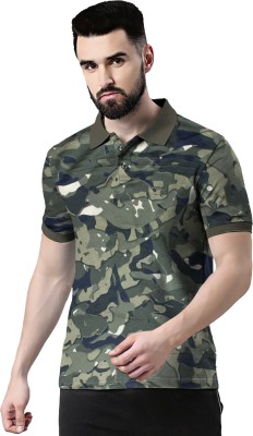 WILD CAMO Military Camouflage Men Polo Neck Dark Green T-Shirt