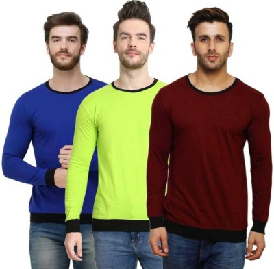 Bhadawar creations Solid Men Round Neck Blue, Green, Maroon T-Shirt