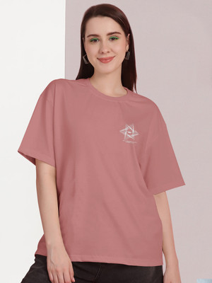 parthcreation Solid Women Round Neck Pink T-Shirt