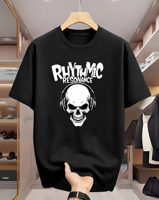 Manly Tees Printed Men Round Neck Black T-Shirt