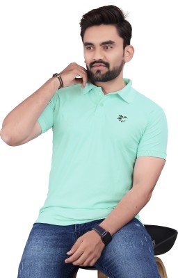 KEDARNATH TEXTILES Solid Men Polo Neck Light Green T-Shirt