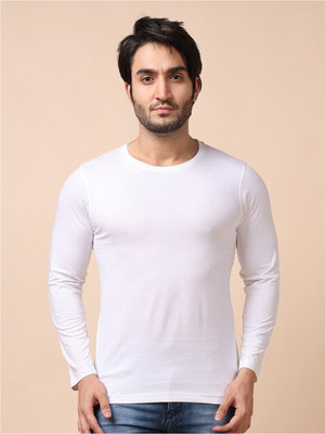 RULEDBYSUN Solid Men Round Neck White T-Shirt